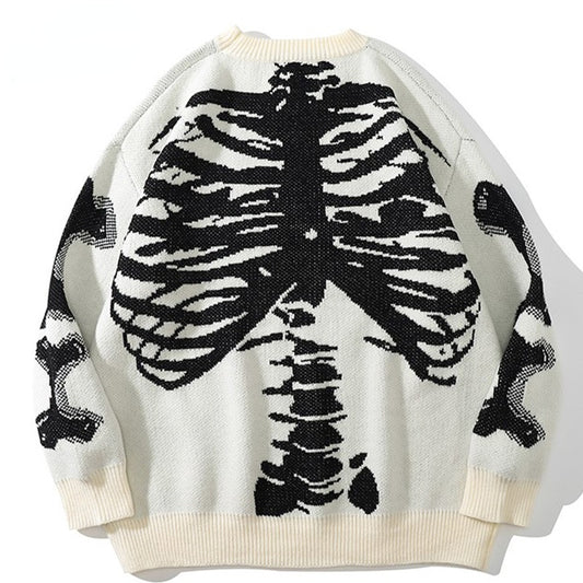 Skull Print Knit Sweater