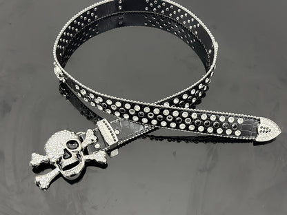 Skull Punk Belt with Rhinestones for Men and Women
