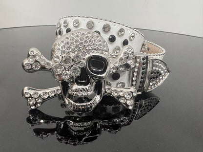 Skull Punk Belt with Rhinestones for Men and Women