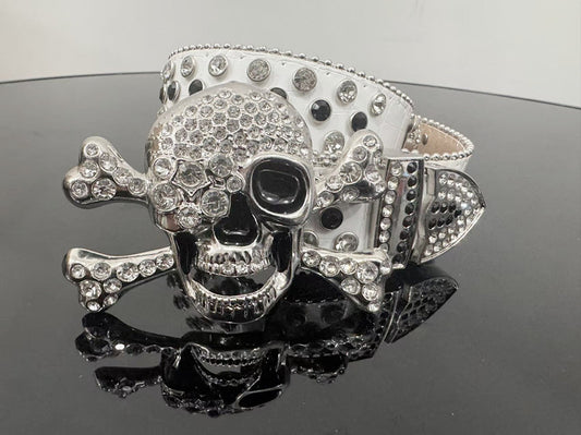 Skull Punk Belt with Rhinestones for Men and Women