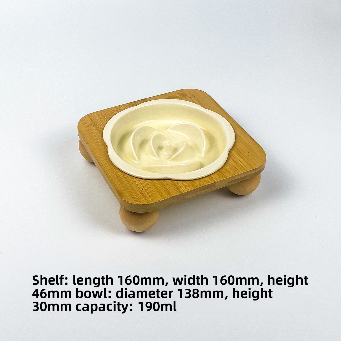 Slanted Ceramic Cat Bowl with Flower Design