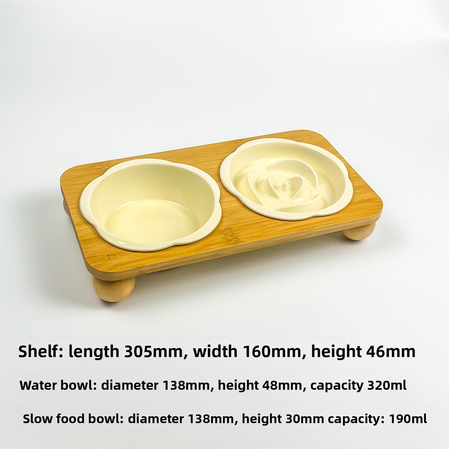 Slanted Ceramic Cat Bowl with Flower Design