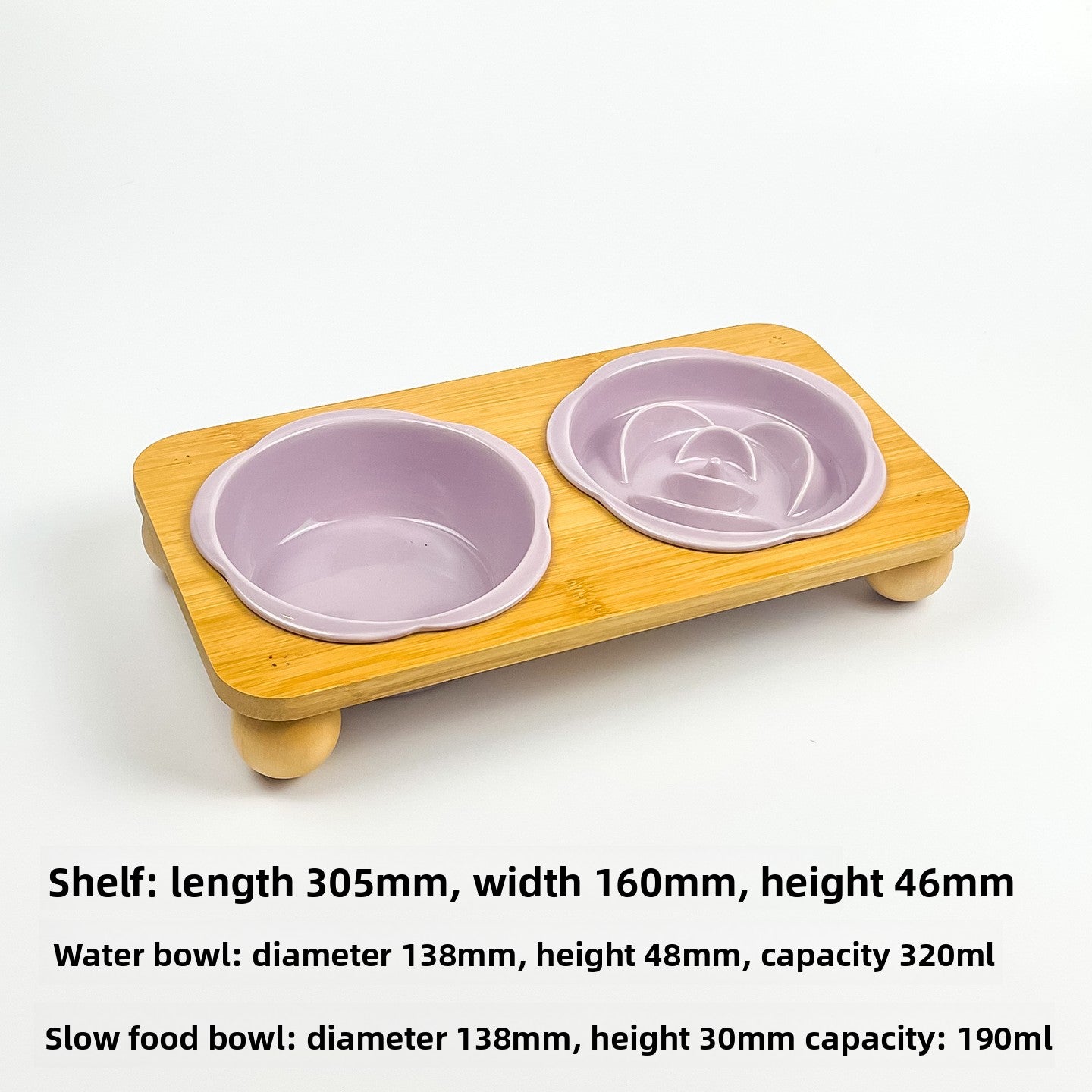 Slanted Ceramic Cat Bowl with Flower Design