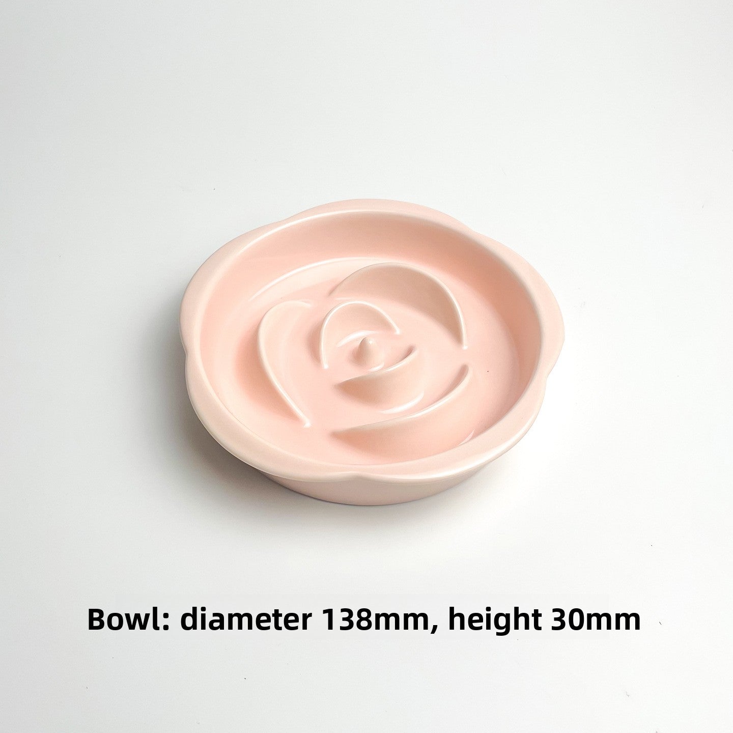 Slanted Ceramic Cat Bowl with Flower Design