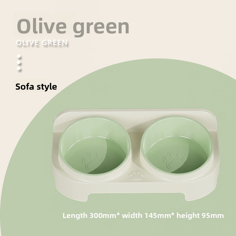 Slanted Dual Pet Food and Water Bowl