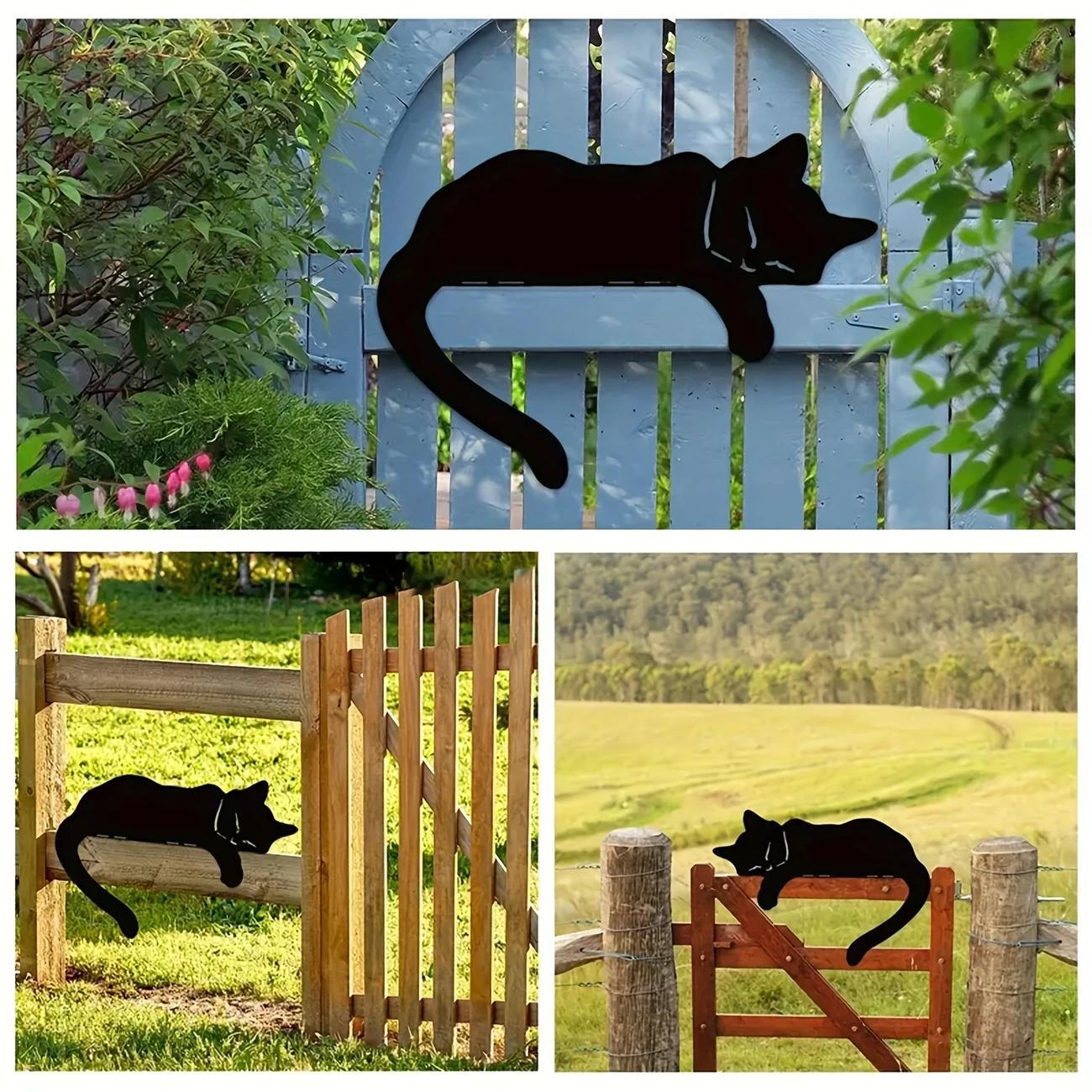 Sleeping Cat Fence Decor