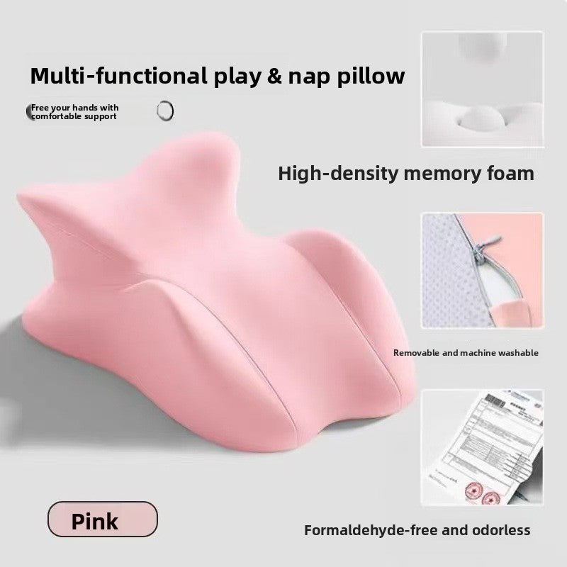 Sleeping on the bed with a pillow