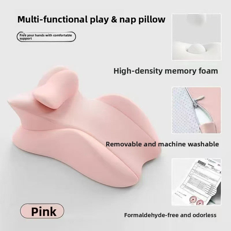 Sleeping on the bed with a pillow