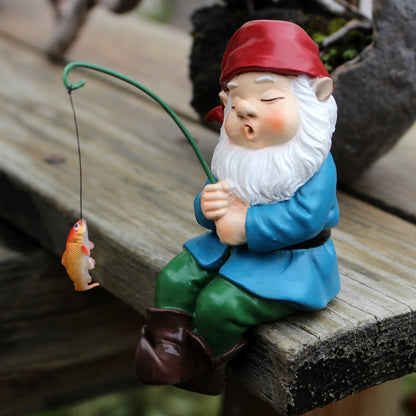 Sleeping Pose Fishing Dwarf Figurine