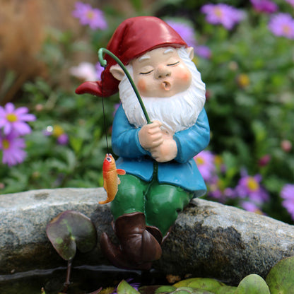 Sleeping Pose Fishing Dwarf Figurine
