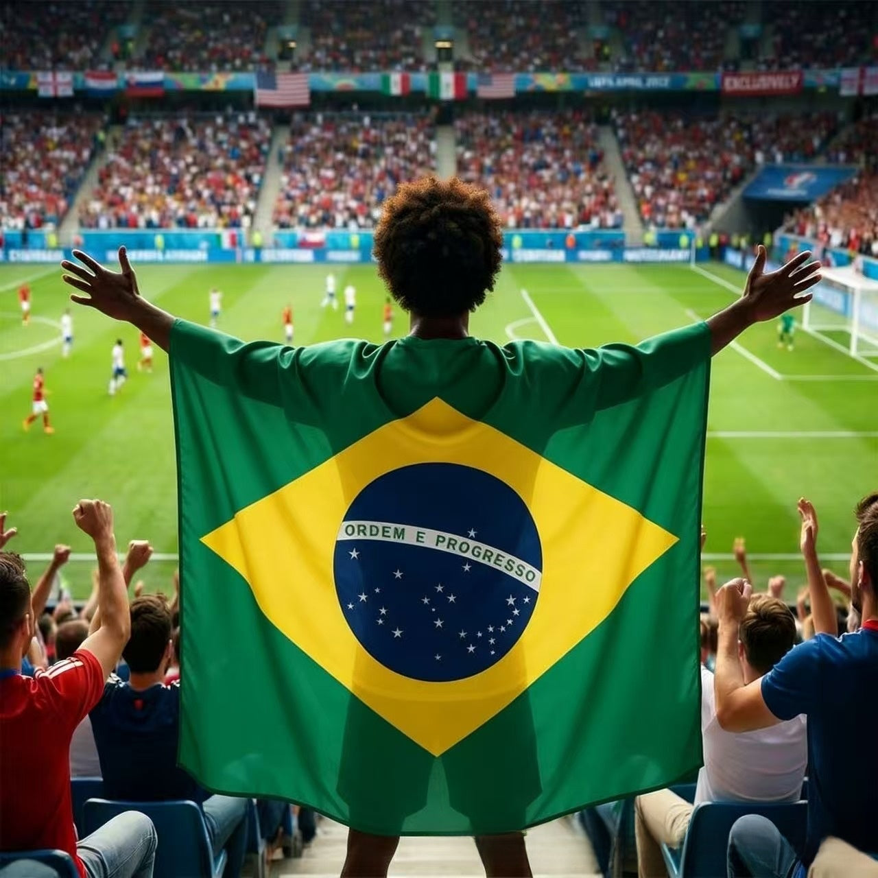Sleeved Flag Cape Cloak for Sports Events