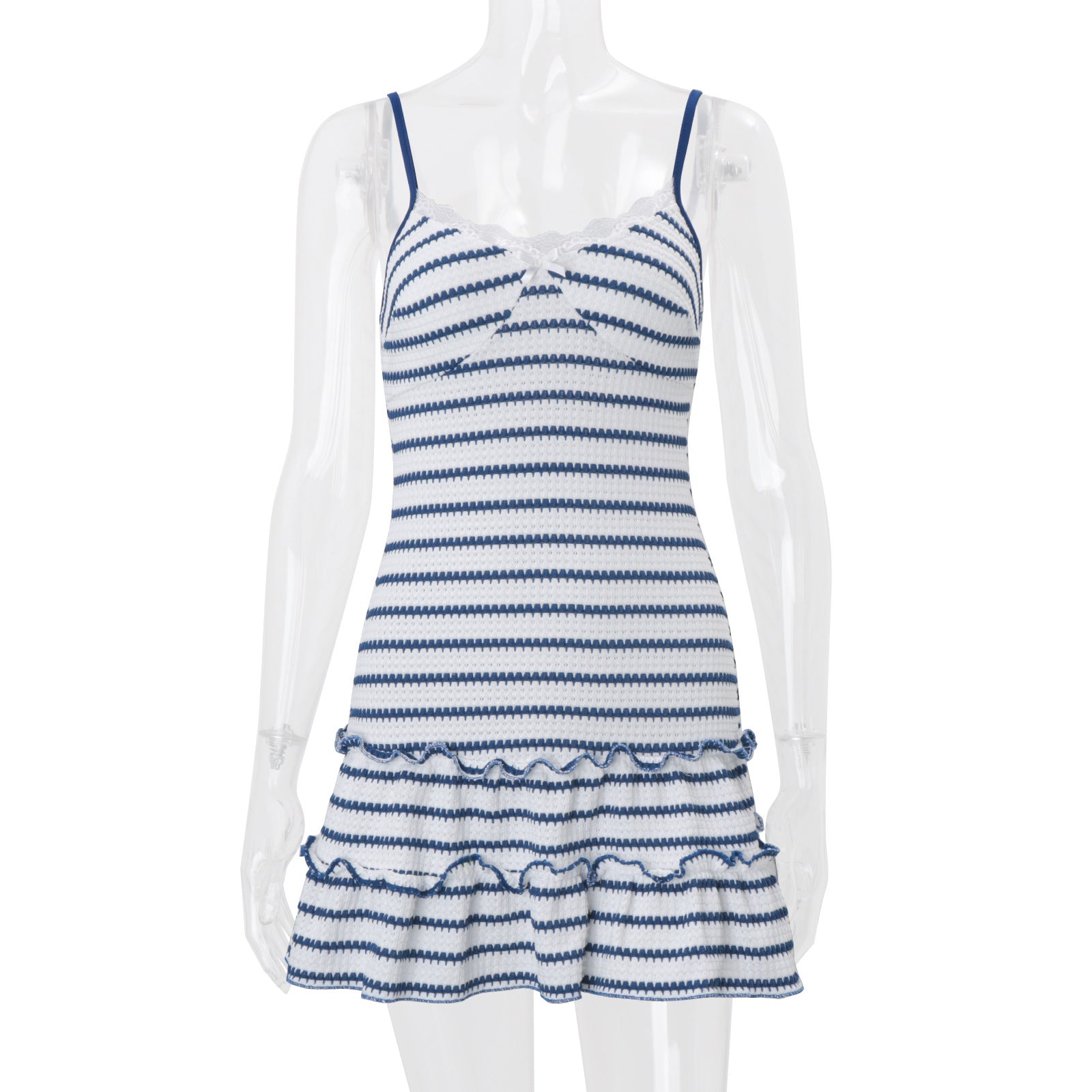 Sleeveless Backless Striped Dress