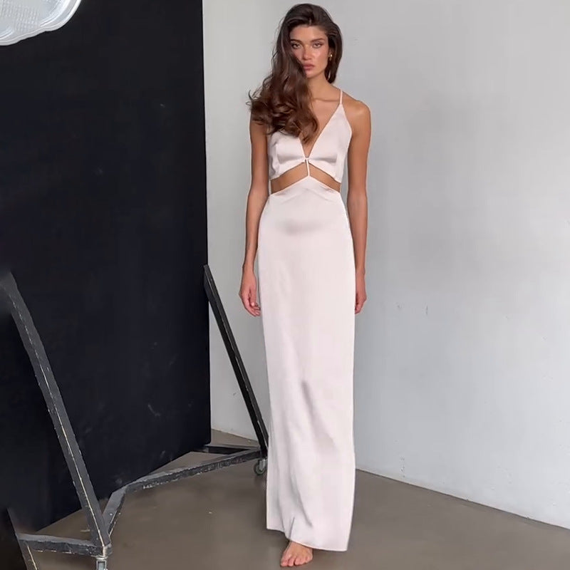 Sleeveless Backless Tie Strap Bodycon Dress