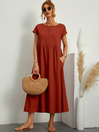 Sleeveless Cotton Linen Pocket Dress