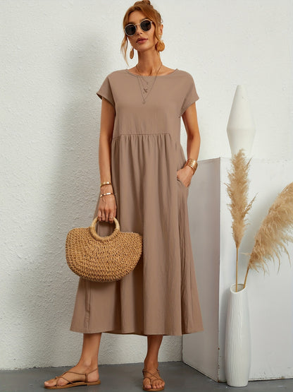 Sleeveless Cotton Linen Pocket Dress