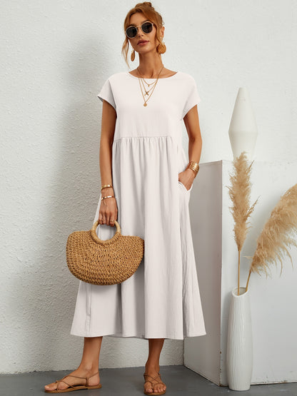 Sleeveless Cotton Linen Pocket Dress