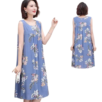 Sleeveless cotton loose-fitting dress