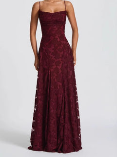 Burgundy floor-length skirt