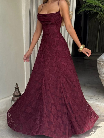 Sleeveless Embroidered Chiffon Evening Dress