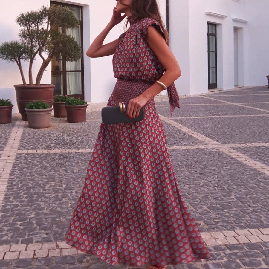 Sleeveless Floral Print Two-Piece Set