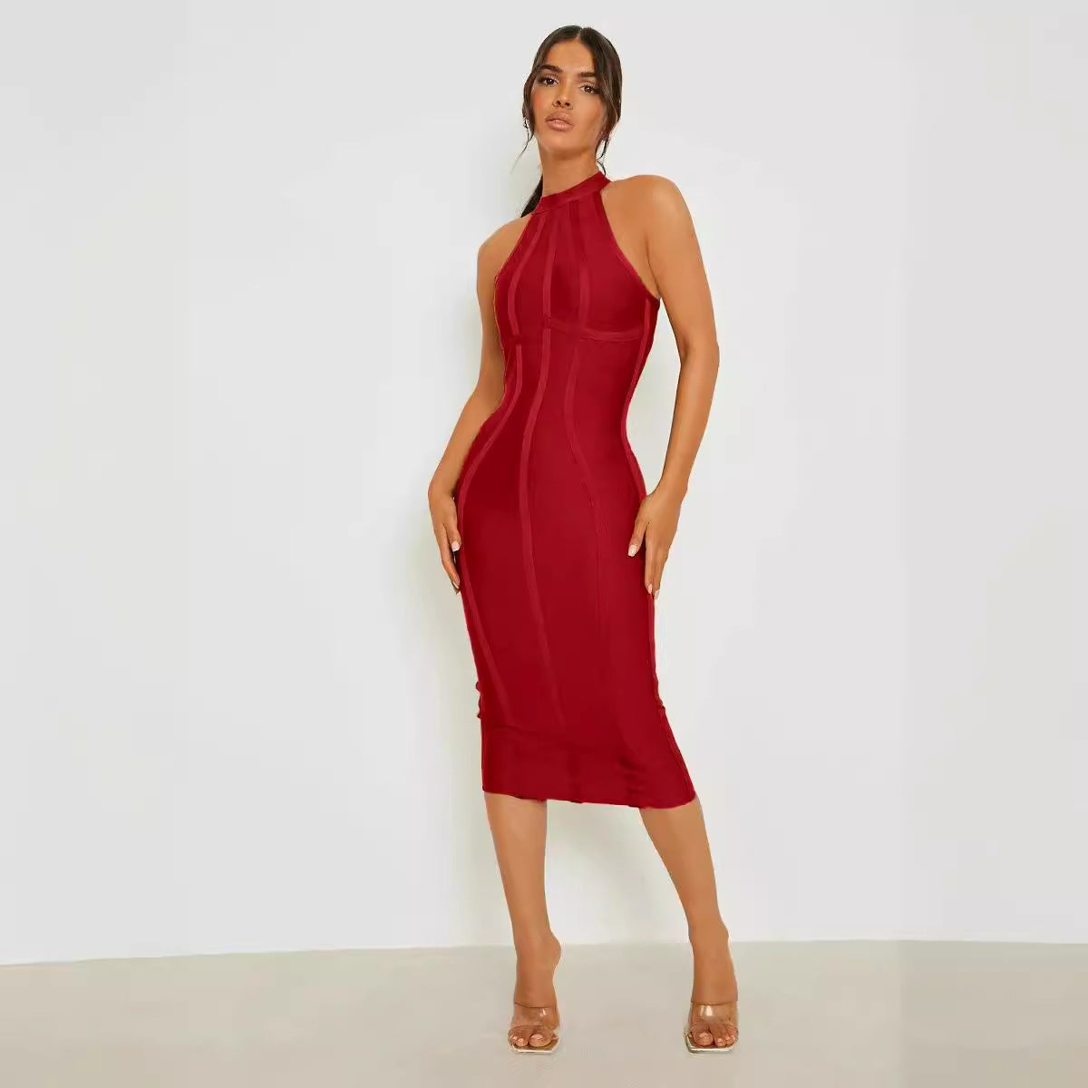 Sleeveless Halter Neck Bodycon Bandage Dress