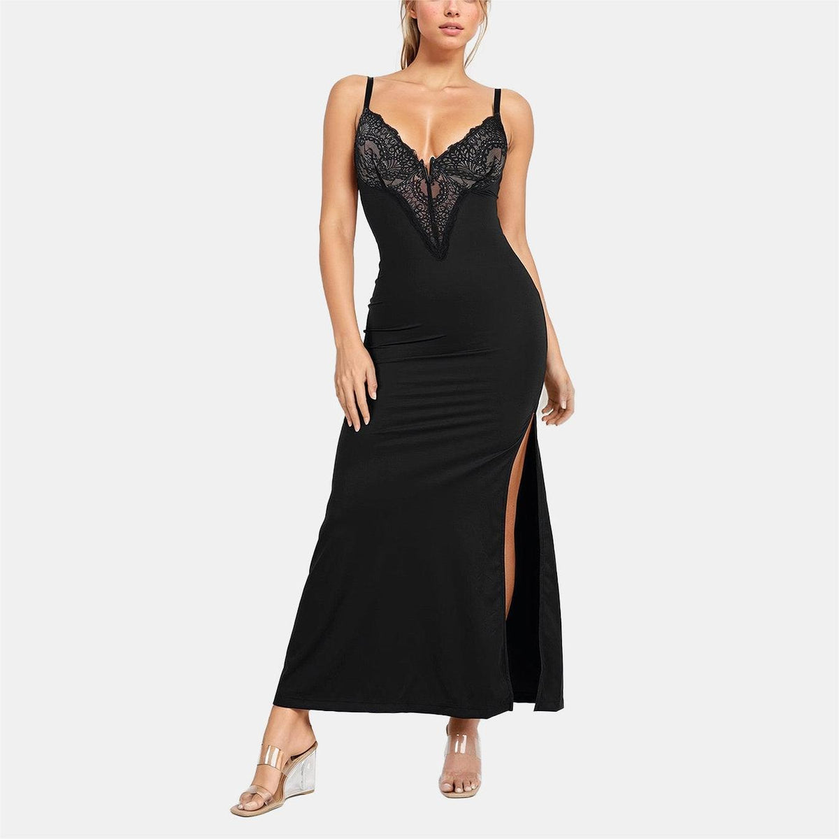 Sleeveless Lace Bodycon Dress with Built-in Shapewear