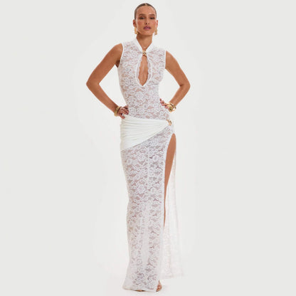 Sleeveless Lace Hollow-Out Dress