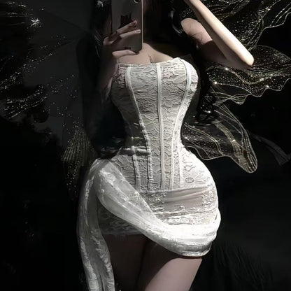 Sleeveless Lace Off-Shoulder Bodycon Dress