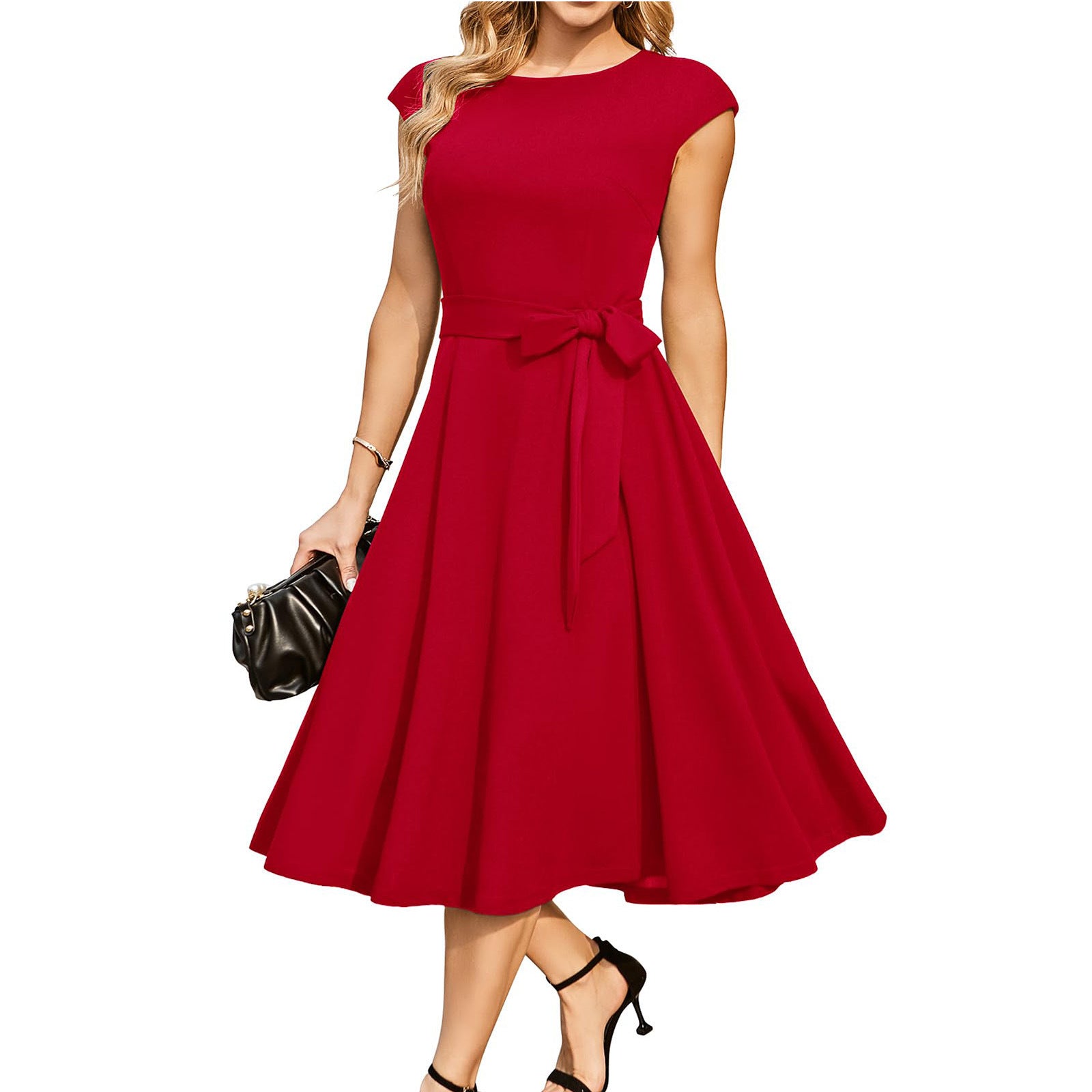 Sleeveless Lace-Up Waist Dress