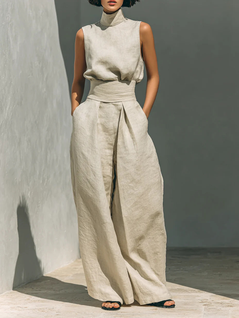 Sleeveless Linen Top and Pants
