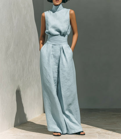 Sleeveless Linen Top and Pants