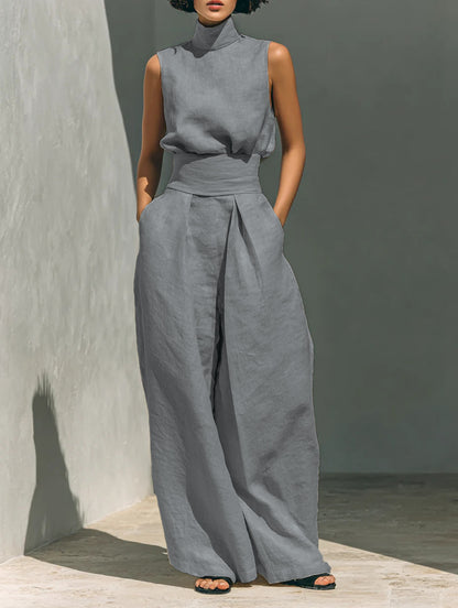 Sleeveless Linen Top and Pants