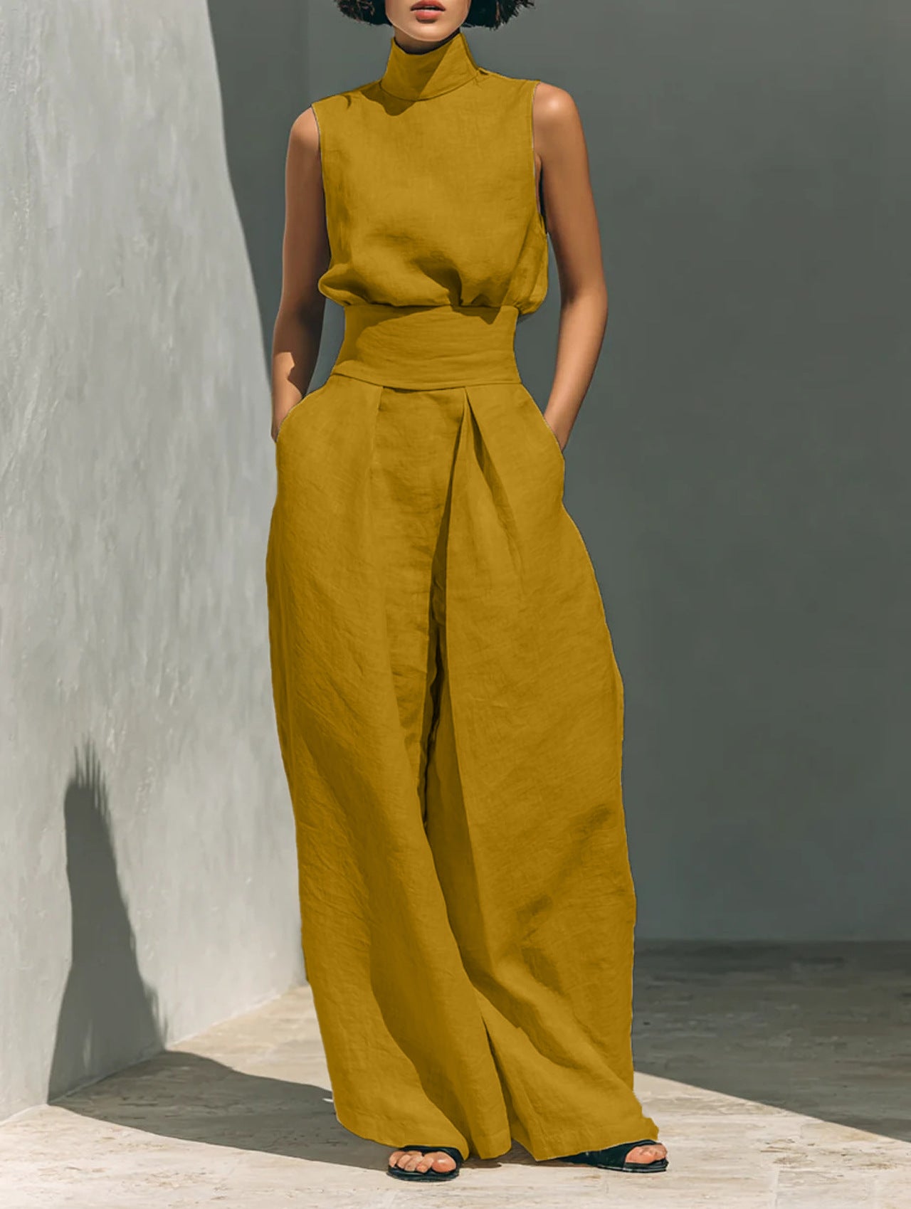 Sleeveless Linen Top and Pants