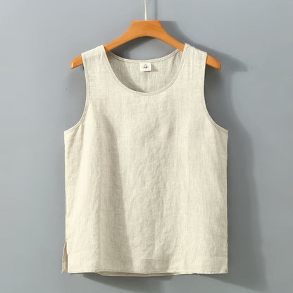 Sleeveless linen vest