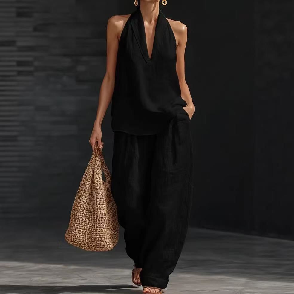 Sleeveless Loose Shoulder-Strap Set for Women