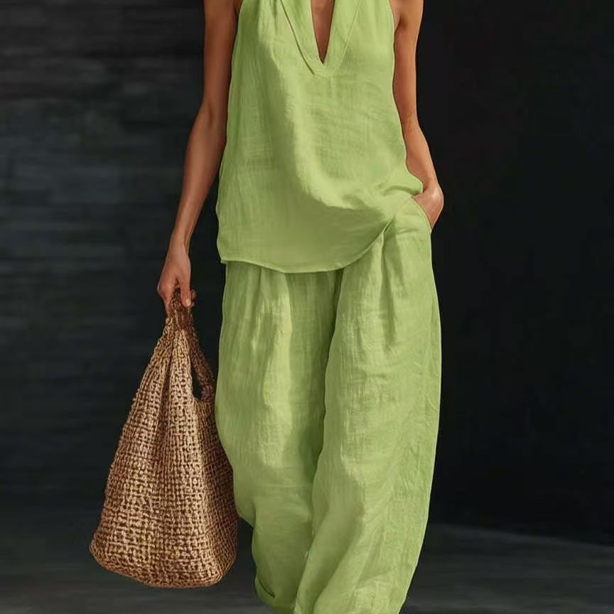 Sleeveless Loose Shoulder-Strap Set for Women