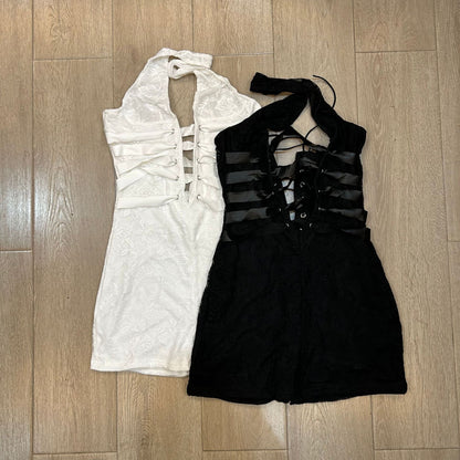 Sleeveless Mesh Halter Jumpsuit
