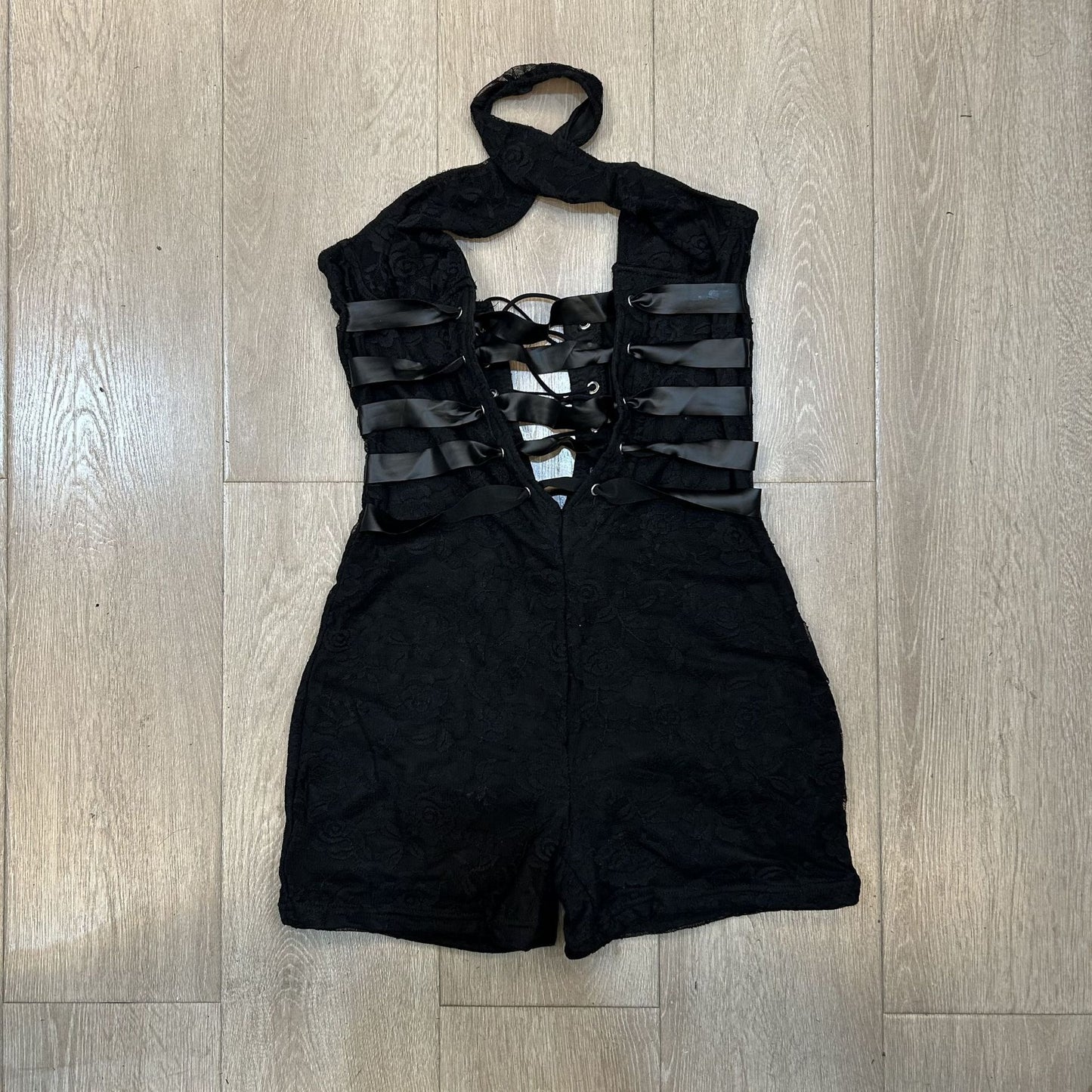 Sleeveless Mesh Halter Jumpsuit