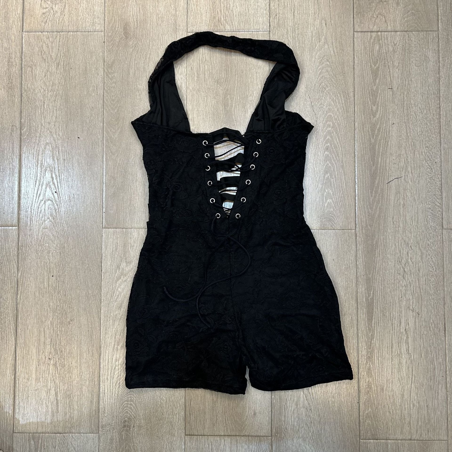 Sleeveless Mesh Halter Jumpsuit