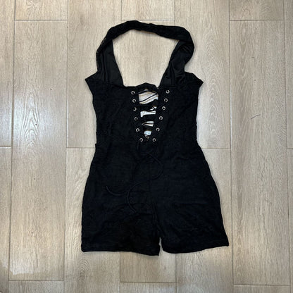 Sleeveless Mesh Halter Jumpsuit
