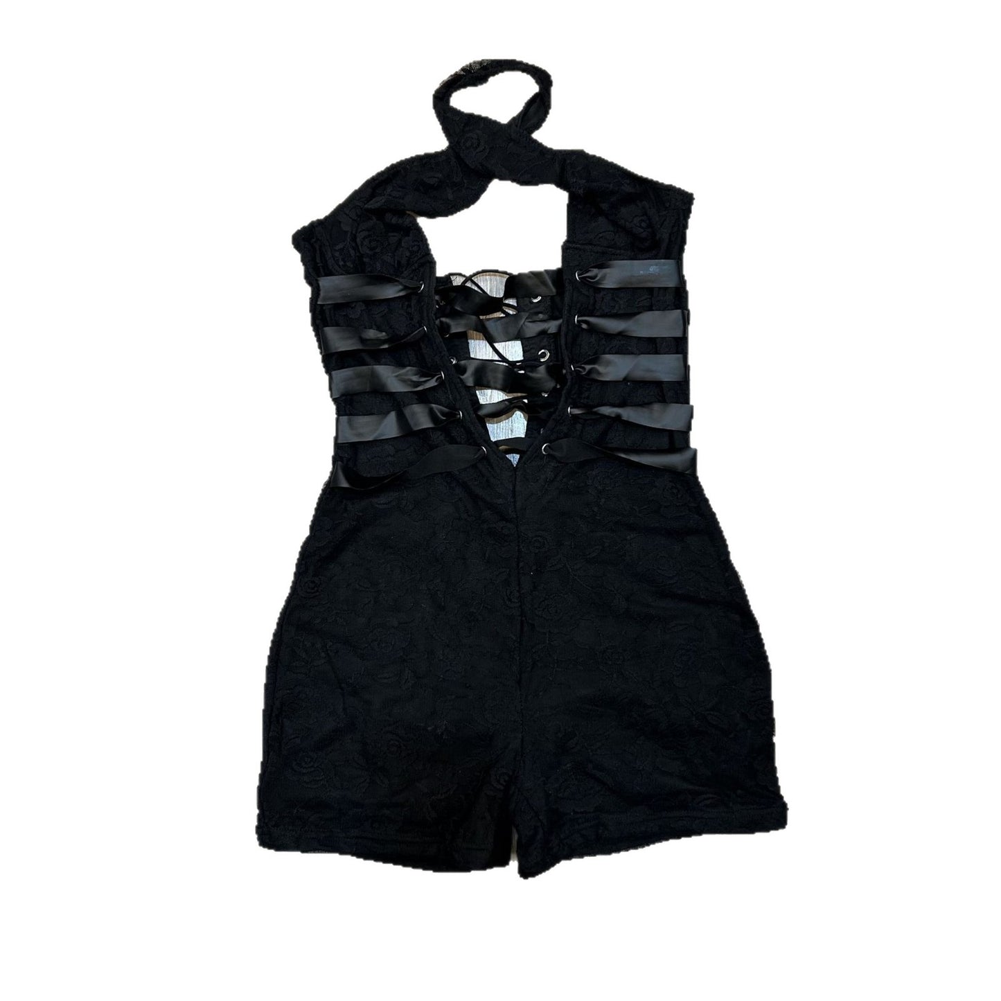 Sleeveless Mesh Halter Jumpsuit