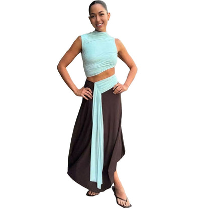 Sleeveless Mock Neck A-Line Dress