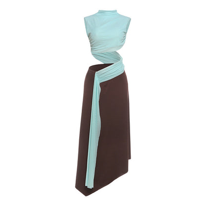 Sleeveless Mock Neck A-Line Dress