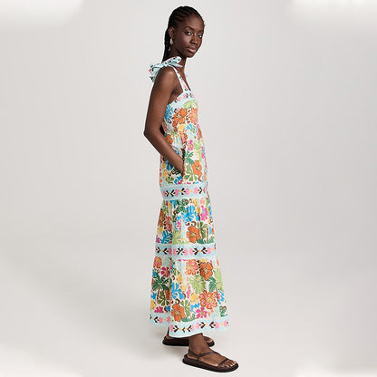 Sleeveless plant print dress