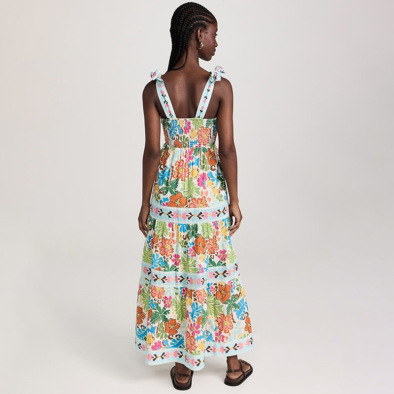 Sleeveless plant print dress