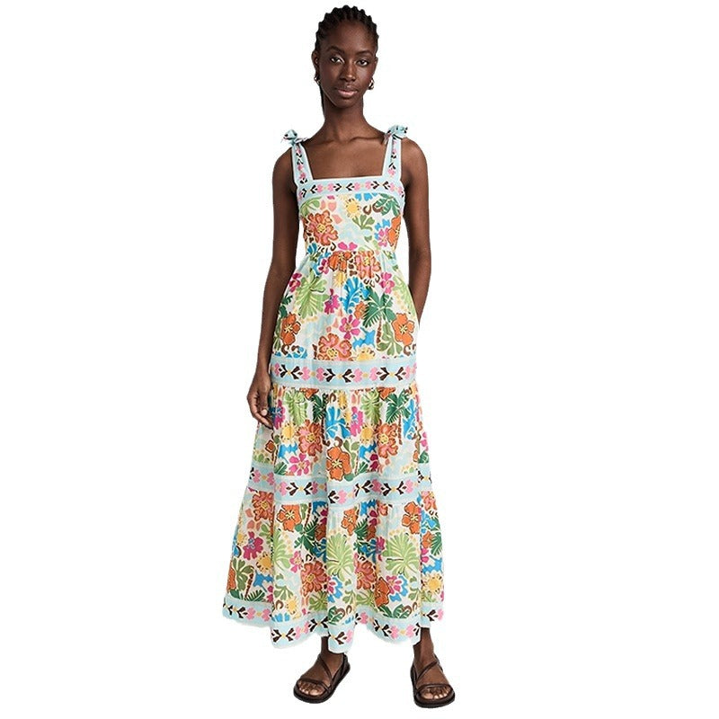 Sleeveless plant print dress