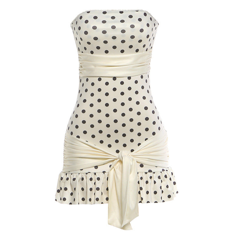 Sleeveless Polka Dot Slim Fit Dress