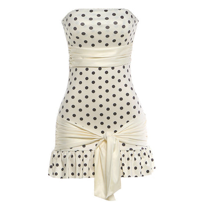 Sleeveless Polka Dot Slim Fit Dress