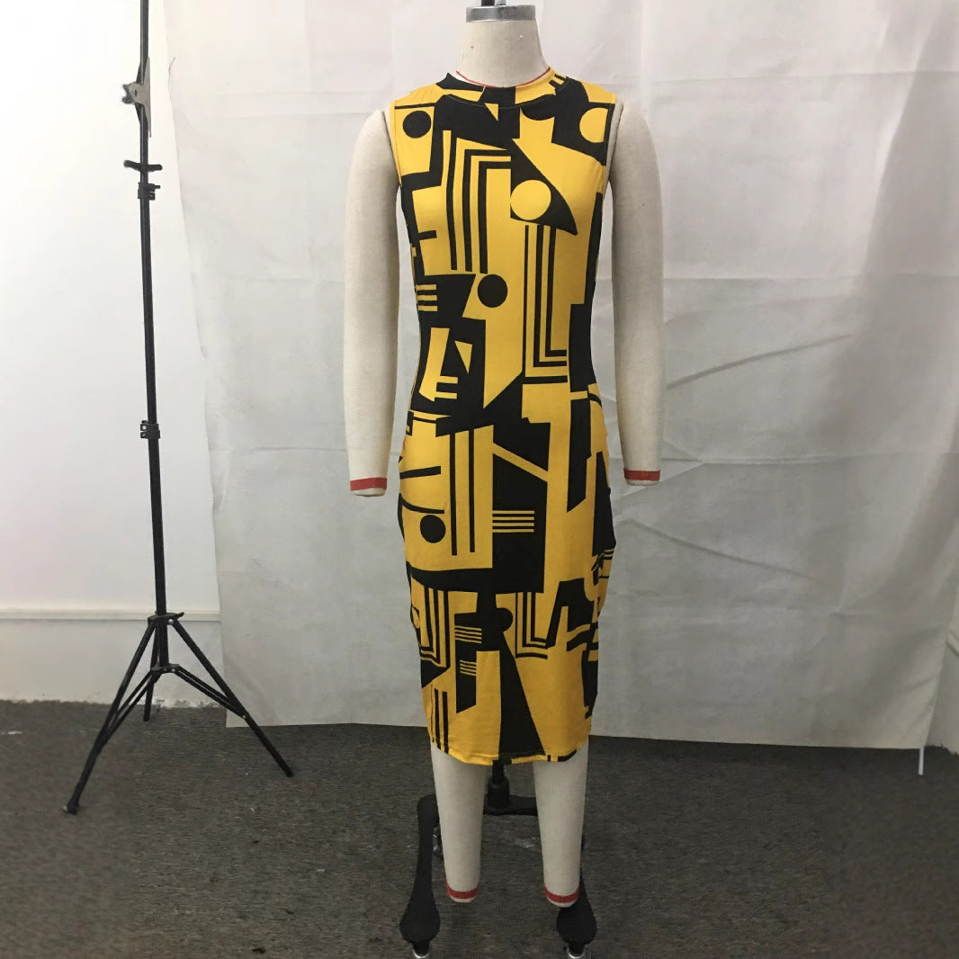 Sleeveless printed dress