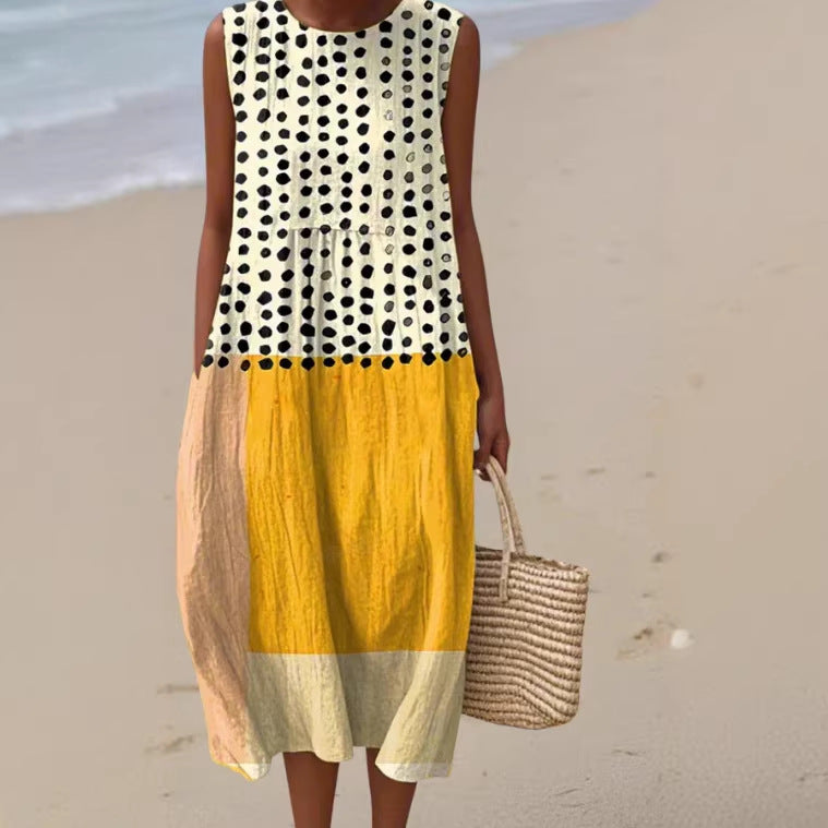 Sleeveless Printed Long Dress